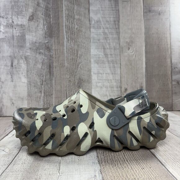 Crocs Echo Camo Redux Big Kids Boys Size 5 Clog Slip-On Shoes Sandal Shoes Green - Picture 6 of 11